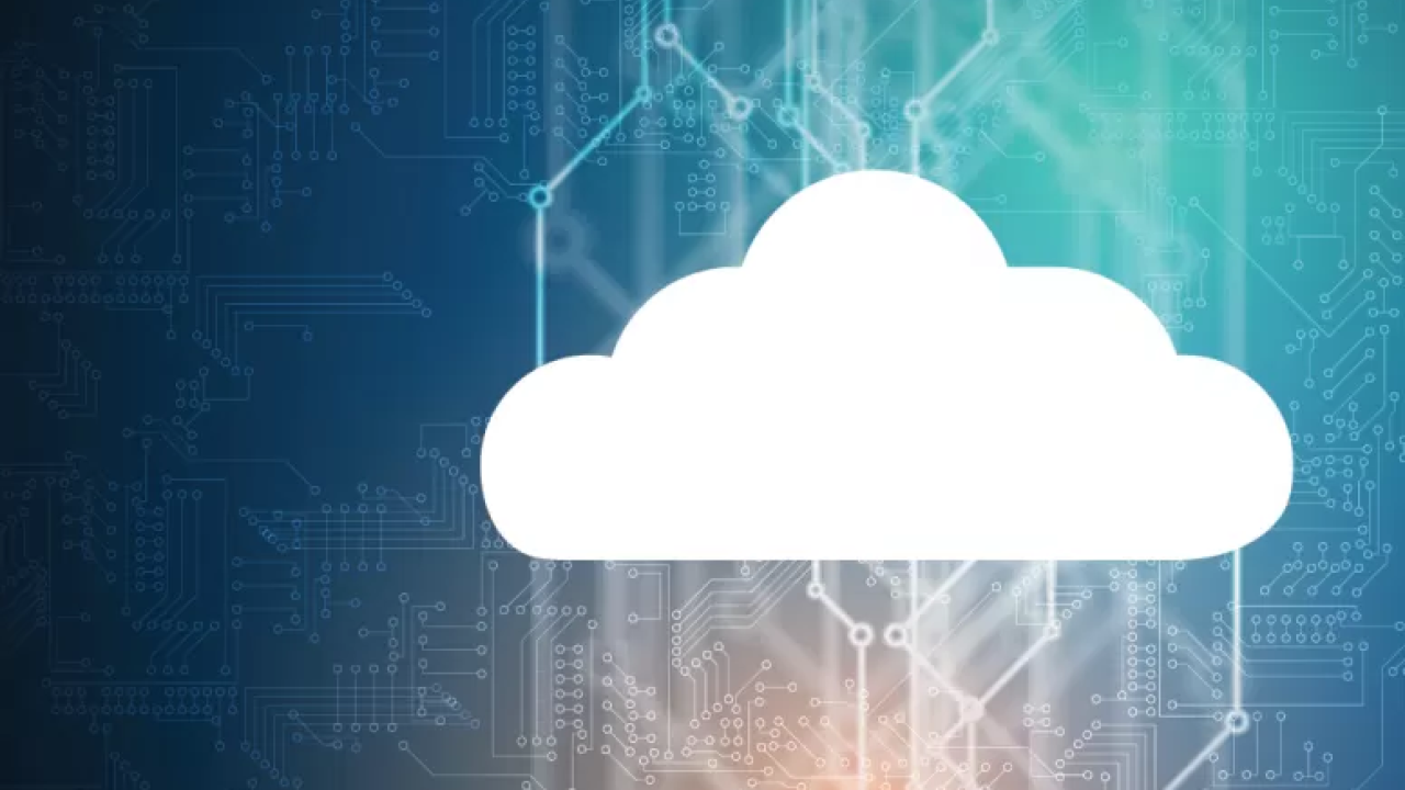 white cloud silohuette on circuit board background